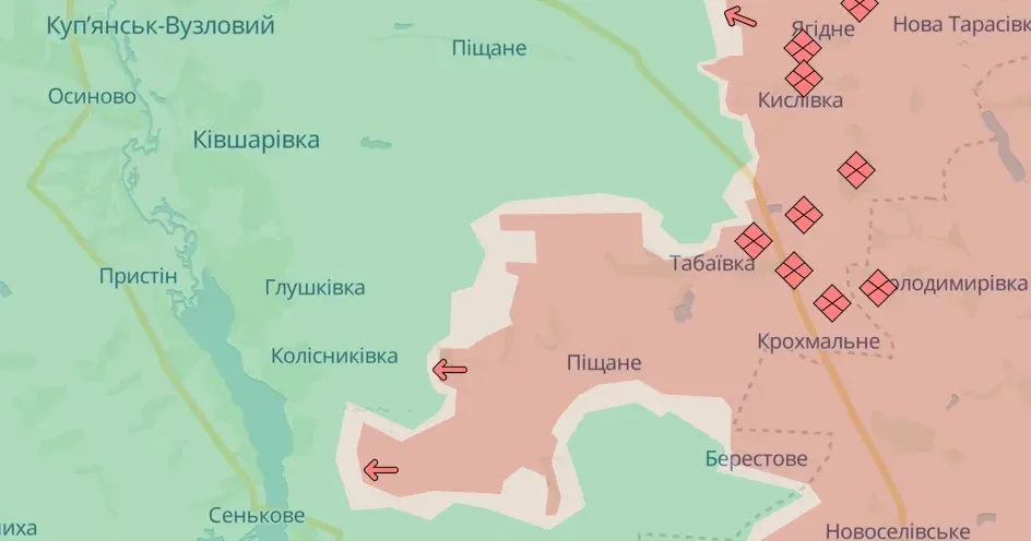 Карта DeepState станом на 04.10.2024 Ворог має просування на окремих ділянках фронту на Куп'янському напрямку на порталі Gromada Group