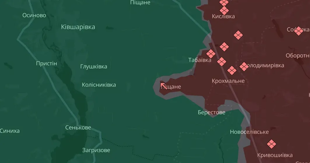 Скриншот карти DeepState, 06.08.2024 Змін лінії фронту на Куп'янському напрямку немає — ISW на порталі Gromada Group