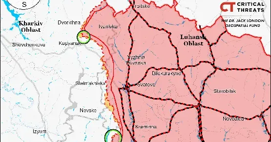 Скриншот з карти ISW На Куп'янському напрямку тривають позиційні бої на порталі Gromada Group